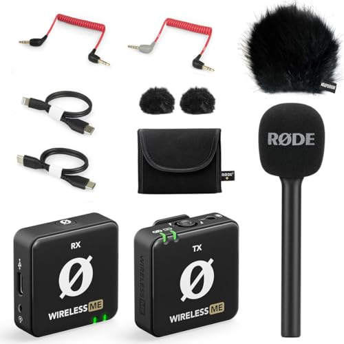 RØDE Wireless ME trådlöst mikrofonset + manuell adapter intervju GO + päls vindskydd Keepdrum BK svart