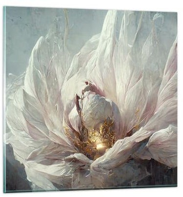Wandbilder Dekoration Wohnzimmer Blume Art Deco Pfingstrose Bilder auf Glas 50x50cm Glasbild Schlafzimmer Küche Deko Wand Kunstdruck Art Klein Wanddeko Bild im Glas Modern Wall Decor GAC50x50-5616