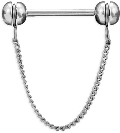 viva-adorno Nippelpiercing Brustpiercing Brustwarzenpiercing Barbell Piercing Kette Kettchen Piercingstab Hantel Z573