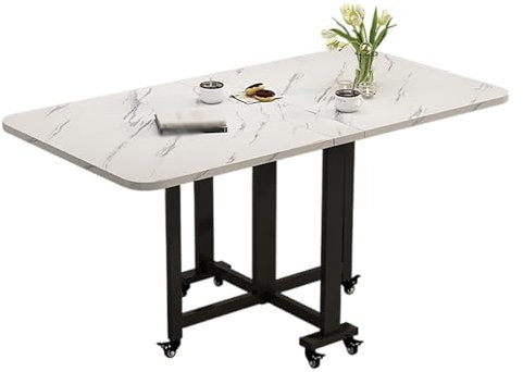 Esstisch Klapptisch Mit Rollen, Esstisch Klappbar, Schreibtisch Beistelltisch, Tisch Mit Ablagefläche, Wandklapptisch Mit 2 Regalen, Esstisch, Tisch Ideal Für Esszimmer, Küche, Klapptisch, Bartisch (