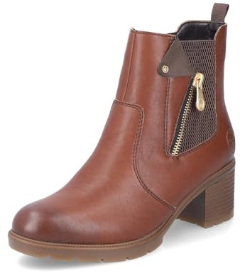 Rieker Damen Chelsea Boots 77550, Frauen Stiefeletten,uebergangsstiefel,Schlupfstiefel,Winterstiefeletten,Winterschuhe,warm,braun (22),38 EU / 5 UK