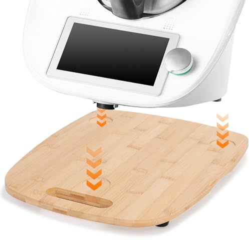 MUUKAIII Gleitbrett für Thermomix TM6 & TM5, Schnelles Bewegen Rollbrett für Thermomix Vorwerk Küchenmaschine TM6 TM5 Zubehör Unterlage Brett, Gleitbrett aus Bambus Holz
