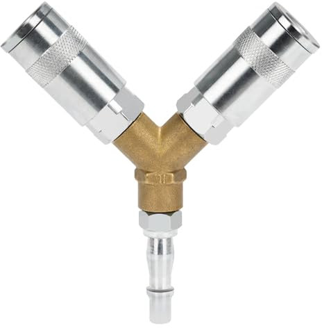 Noosverl 1/4 BSP Airline Hose Connectors 3 Way Quick Release Connectors Y Splitter Airline Coupling 1/4 BSP Air Line Fittings Male/Female Thread Quick Release Coupler for Air Lines Compressors