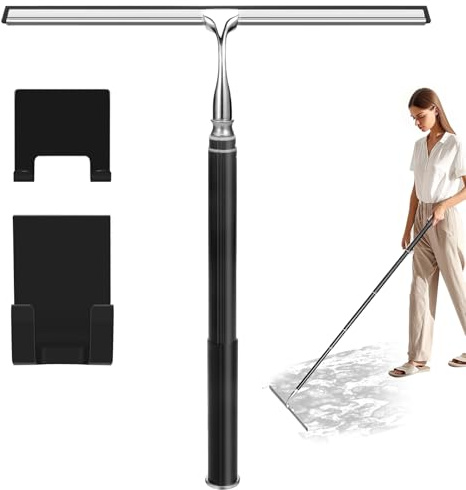 Shower Squeegee with Long Handle,Window Squeegee with Extension Pole Squeegee for Shower Glass Floor Squeegee, Telescoping Shower Squeegee for Glass Door, Tile Wall, Car,Floor