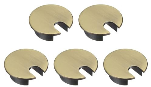 sourcing map 5Pcs Cable Hole Cover 1-3/8 Inch Zinc Alloy Desk Cable Wire Cord Grommet Hole Cover for Office Computer Desk Wire Organizer, Bronze