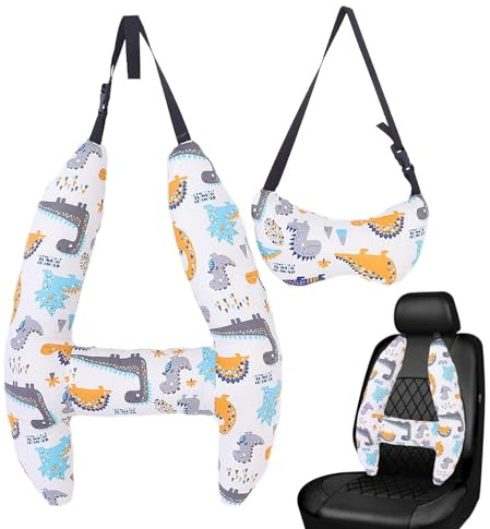 Oreiller de voiture en forme de H, coussin de sommeil, oreiller de sommeil en coton respirant, oreiller multi-usage, coussin de glace lavable, oreiller de voyage pour adultes et enfants