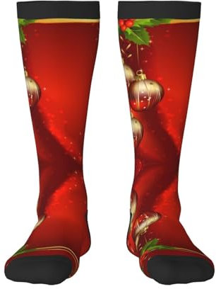 Weihnachtsstrümpfe für Damen und Herren, atmungsaktiv, bequem, lässig, bedruckt, Polyester, Outdoor, Wandern, Spazierengehen, Rot, 3 Schwarz, Einheitsgröße