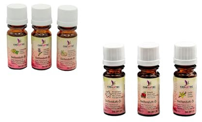 CREARTEC Seifenduftöl Set Herbst & Winter - Mandel, Jasmin, Dunkle Schokolade Wintertraum, Bratapfel, Vanille - Seifenaroma zur Herstellung duftender Seifen, Badekugeln - Vegan - 60ml Made in Germany