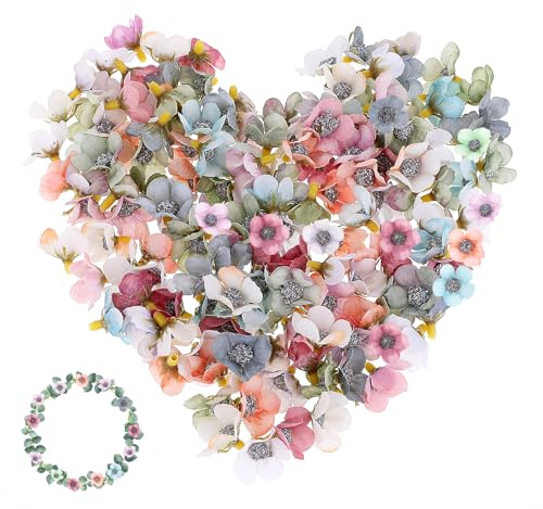 Xthrotsenk 150 Stück Blumen Deko Mini Künstliche Gänseblümchen Blütenköpfe Blumengirlande Bunt Seidenblumen für Bastelarbeiten für Hochzeit Kunst Party Zuhause Garten