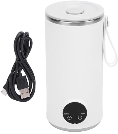 Bouilloire électrique de Voyage sans Fil, 6000mah, Rechargeable, 400ML, 55 °C, en Acier Inoxydable, Chaudière à Eau Chaude de Voyage pour le Lait