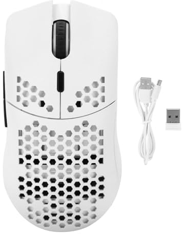 Yosoo Health Gear Wireless Gaming Mouse, Ergonomic Lightweight Computer RGB Mouse 2.4GHz 6 Button Portable Mouse PC Mice for Laptop (White)