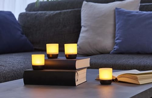 Northpoint LED Akku Lounge Lights 4er-Set mit Touchsensor Kabellos für Innen und Außen RGBW Flackereffekt Matt schwarz
