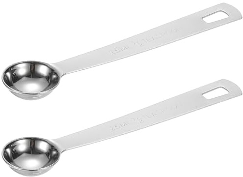 PATIKIL 2pcs 2.5ml Tablespoon Measuring Spoon, 1/2 Tbsp Measuring Spoon Stainless Steel Individual Measure Scooper Only for Ground Coffee Loose Tea Powder