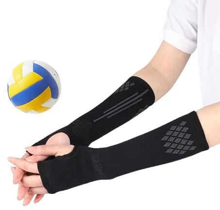 1 par, volleybollarmärmar, sportarmar för armskydd underarm, volleybollarm för män och kvinnor, skyddande vaddering och tumhål manschett