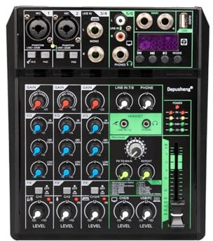 Ljudmixningsbord, Professionell 8-kanals ljudmixer Bärbar mixerkonsol 48V Phantom 16DSP Effekt Bluetooth USB PC Spela in gitarr