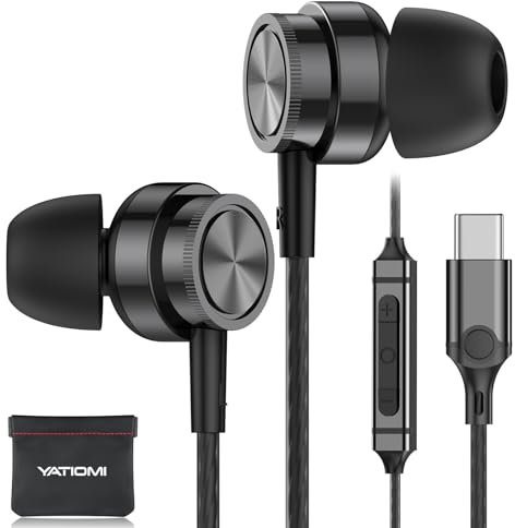 USB C Headphone for Samsung S25 S24 S23 Ultra FE S22 A16 A55 A54 Wired Earbuds Magnetic in-Ear Type C Earphone with Microphone Volume Control Stereo Noise Canceling for iPhone16 15 Pro Max Pixel 9 8a