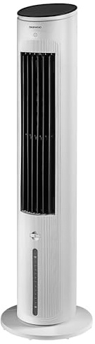 Daewoo 3-in-1 Tower Air Cooler with Purifier & Oscillation – 4L Water Tank, Cooling Function, Timer, Night & Baby Modes – Remote Control, Quiet Bladeless Fan for Home & Office, 45W