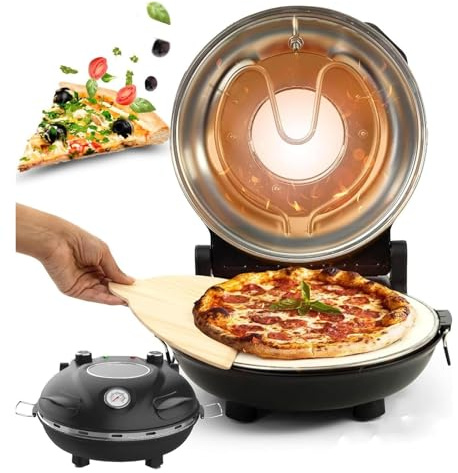 Pizza Oven，Electric Pizza Maker， Electric Pizza Maker Nonstick Pizza Oven with Adjustable Temperature Rapid Heating Up to Perfects(Black)