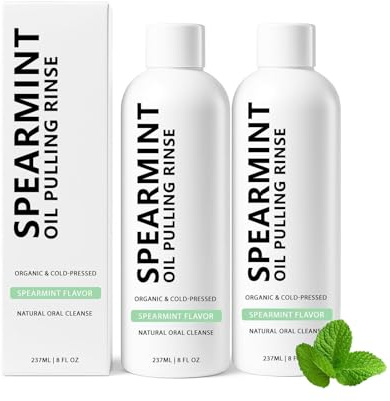Collutorio alla menta verde - Detergente orale naturale e collutorio sbiancante per denti, per un alito fresco, collutorio alla menta verde, per denti e gengive (2Pcs)