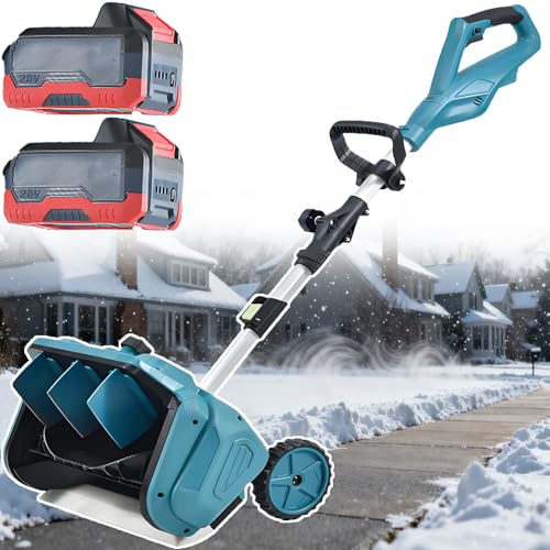 smafoseedding Nuova Pala da Neve Elettrica Senza Fili - Spazzaneve Invernale Senza Spazzole da 1000 W, Spazzaneve Retrattile da 110 Cm A 130 Cm, Larghezza di Rimozione della Neve 40,7 Cm 2batteries