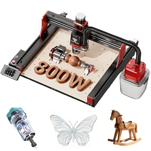 Twotrees TTC450 Pro con 800W de potencia, fresadora CNC de cuatro ejes, ensamblada en un 70%, mesa de trabajo para grabar y cortar, ruedas giratorias de 360° y kit de aspiradora