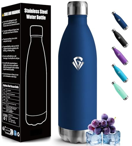 Mulbijeo Botella Agua Acero Inoxidable 1L, Acero Inoxidable 18/8, Botella Termica, Sin BPA, Termo, A Prueba de Fugas, Botella Gimnasio para Camping, Excursión, Deportes Al Aire Libre