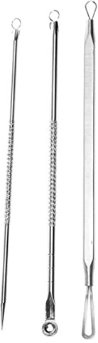 1 ensemble (3 pièces) d'aiguilles professionnelles contre l'acné, Kit d'extraction de points noirs en acier inoxydable, ensemble 'extracteur de boutons pour les soins du visage, élimination des