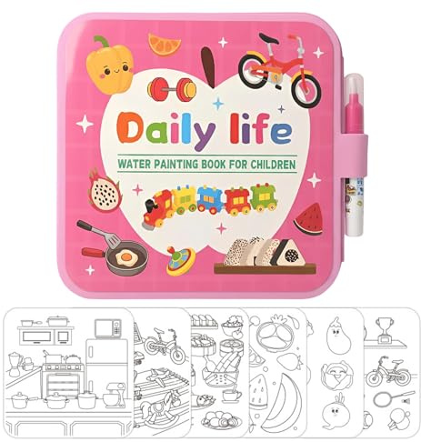 Holdes Livre de peinture à l'eau - Jeu éducatif réutilisable - Pour enfants - Livre de travail - Jouet de voyage - Pour la maison, l'école, les voyages, les travaux manuels, les anniversaires, Noël