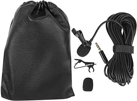 LIYJTK Microphone Lavalier à Clip Filaire, Type Universel, Diffusion en Direct, pour Entretien, Noir, MC-LM30, 9,8 Pieds (MC-LM60)