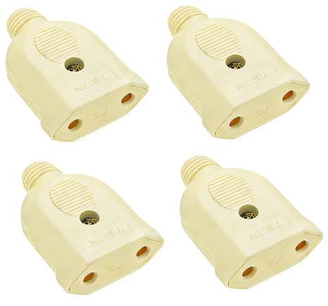 4 Stücke Steckdose Flach, Euro Kupplung, Flachstecker 230V, Kupplung 230V, Euro Flach für Schukostecker Kupplung mit Knickschutz