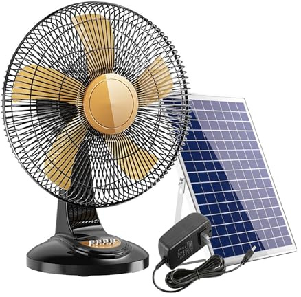 ZGHQHCDRH Ventilador de pie, ventiladores de escritorio pequeños y silenciosos,Ventilador portátil for viajes, solar recargable(16in)