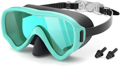 COOLOO Taucherbrille Kinder für 4-16 Jahre，180°Panorama HD Anti Nebel Anti-Leck Schnorchelmaske Kinder, Schwimmbrille mit Nasenabdeckung für Jungen Mädchen Jugendliche