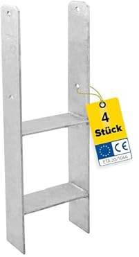 H Anker Pfostenträger Pfostenträger zum einbetonieren 4er Set H Anker 16x16 | Pfostenanker - Pfostenträger 90x90 Pfostenträger höhenverstellbar Zaunpfosten Holzpfosten Terrasse Carport Pavillon