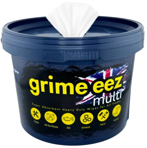 Grime-eez Multi-Purpose Wipes - 150 Wipes Bucket | Multi-use Hand Wipes - Heavy-Duty Dirt & Grime Cleaning for Home, Cars, Tools, Equipment, Kitchen & Surfaces