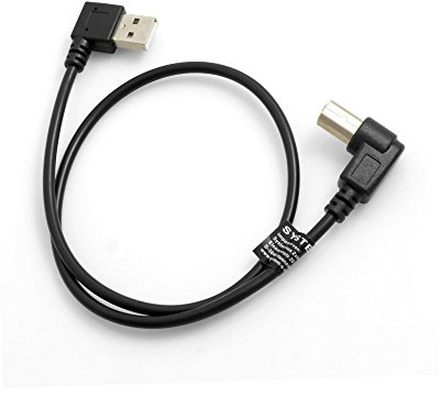System-S USB A Stecker 90° Grad Links Gewinkelt zu USB Typ B Stecker 90° Rechts Gewinkelt Adapter Kabel 50 cm