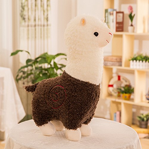 Zinsale® Niedlich Alpaka Plüschtier Puppe Schaf Plüsch Kissen Stofftiere (Braun, 45cm)