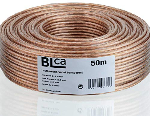 BLca 50m - 2 x 2.5mm² - Câble Audio pour Enceintes - Câble HP haut-parleur en CCA Cuivre pour HiFi et Hi-Fi Embarquée 2 5mm2