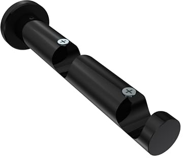 INTERDECO Gardinenstangen Träger und Wandhalter 2-läufig, aus Metall, Schwarz, Halterung für Vorhangstangen 20 mm und Innenlaufstangen, Abstand 7,5 und 14,5 cm, zur Wandmontage, Typ 1120212