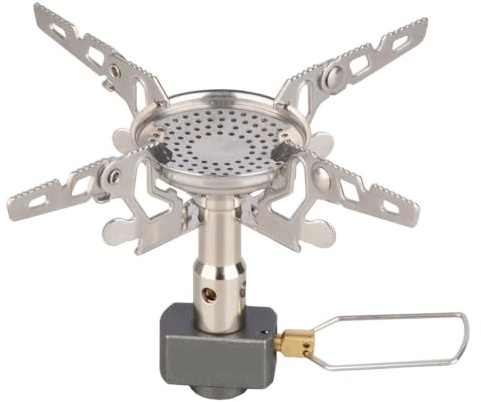 LCTM Estufa de Gas para Camping y Senderismo Cocina Portátil con Placa y Parrilla Quemador de Alto Rendimiento con Encendido Piezoeléctrico Compatible con Cartuchos de Isobutano Ideal B