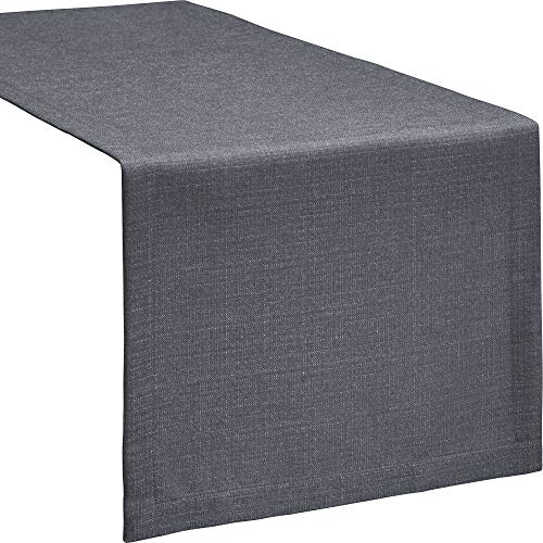 Erwin Müller Tischwäsche, Tischläufer Uni, Krefeld anthrazit Größe 40x170 cm - fleckabweisend, schmutzunempfindlich und leicht zu reinigen, Leinen-Optik (weitere Farben, Größen)