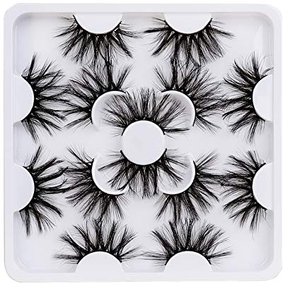Falsche Wimpern 3D/8D Natürliche Dicke Lange Künstliche Eyelashes Handgefertigt für Wimpern Verlängerung, 7 Paare Schwarz Lashes Makeup Cosplay