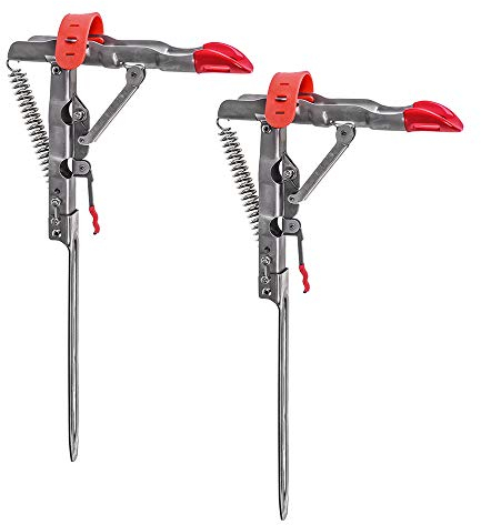 Lixada Automatische Feder Angelrutenhalter-1/2 Pack, Edelstahl Klapprutenhalter Angelrutenhalterung Bodenständer for Ground Support Brackets, Adjustable Sensitivity & Folding Fish Pole Rack