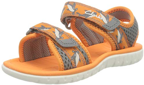 Clarks Pojkar surfing tidvatten T-sandal, Orange textil - 24 EU Bred