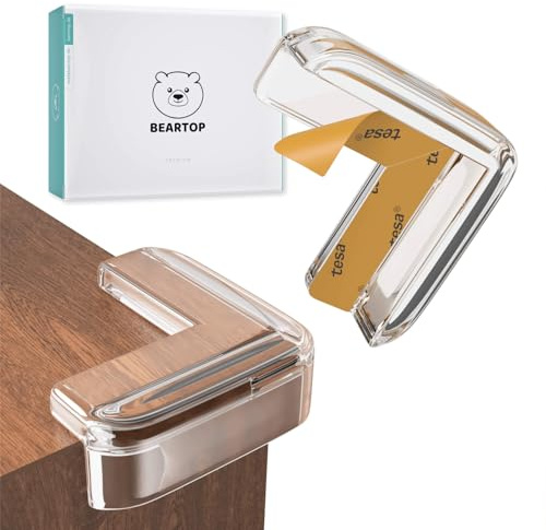 Beartop Kantenschutz Eckenschutz transparent - kristallklar und unauffällig - für Babys, ältere Menschen und Möbel - gummiert - rückstandslos entfernbar