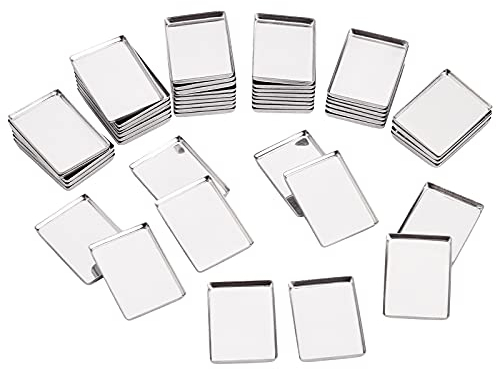 PandaHall 50 Stück Leere Metallpfannen, Rechteckige Palettenpfannen 0.8 x 1.1 Zoll Lidschatten Blush Lippenstift Organizer Für Magnetische Make-Up-Kosmetikpalette