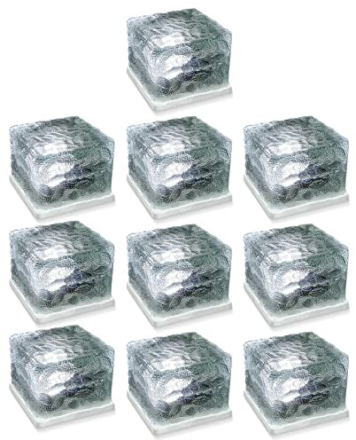 Eaxus® 10er Set LED Solar Leuchte Solar Cube - Eiswürfel als Wohnzimmer-Deko & Gartendeko