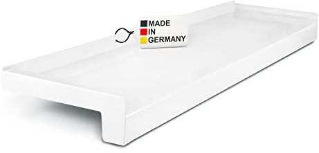 TJ Fensterbank Außen I 50 mm x 1100 mm I Weiß RAL 9016 I hochwertiges Aluminium Fensterbrett mit Seitenabschluss I pflegeleichter & langlebiger Alu Fenstersims I pulverbeschichtete Außenfensterbank