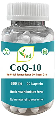 Ved's Co Enzyme Q10 Best High Absorption CoQ10 Capsule, Gluten Free, Food Supplement, 300 mg 90 Vegan Capsules.