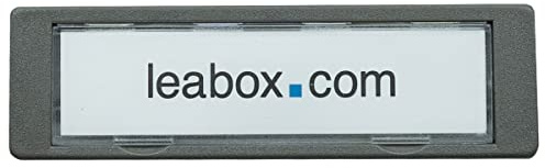 LEABOX Namensschild grau | Ersatz-Abdeckung mit Plexiglas-Sichtfeld | mit Schild-Einlage | Außenmaß 75 x 22 mm | Stanzmaß 71 x 19 mm