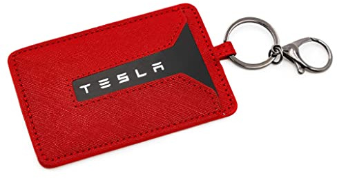 Tesvolution® Schlüsselkartenetui für Tesla Schlüsselkarte 2023 + 2024 + 2025 - Schlüsselanhänger Kartenhalter für Model 3 Model Y, S und X - aus veganem Leder